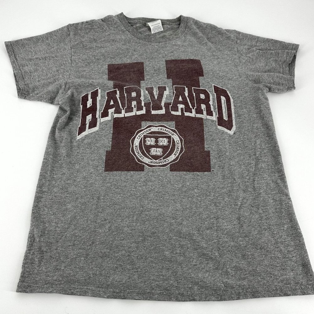 Harvard Gray Short Sleeve Crew Neck T-Shirt  Cotton Blend Size Small